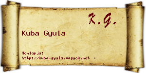Kuba Gyula névjegykártya